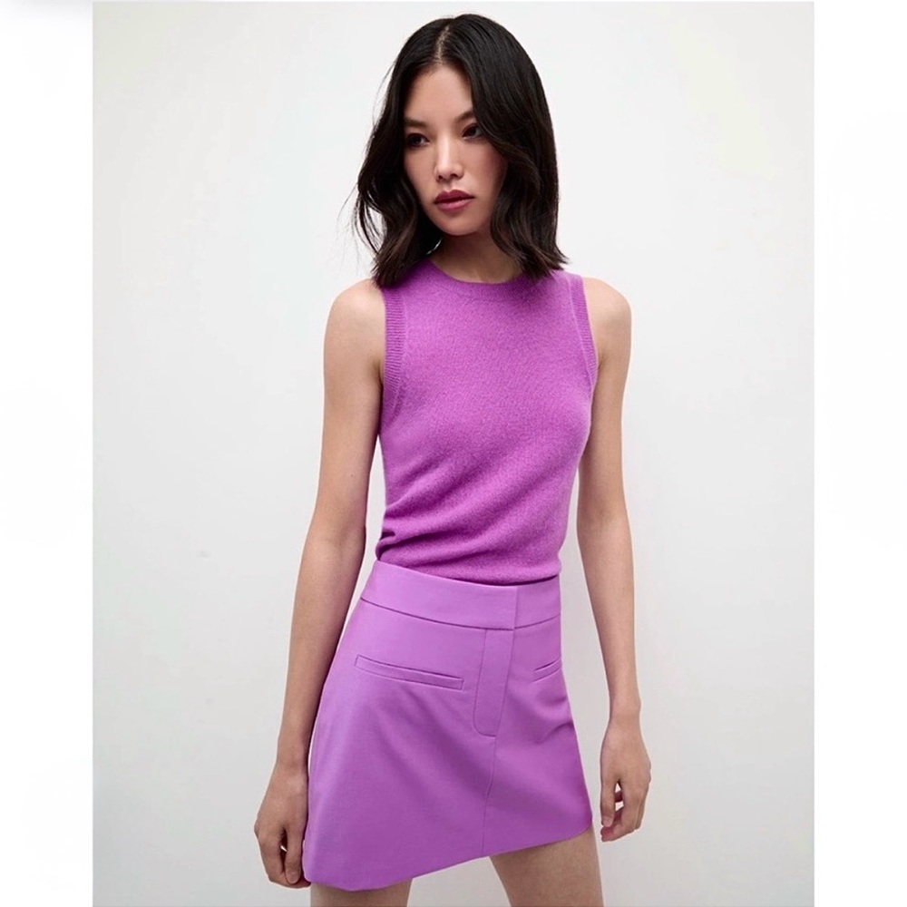NWT VERONICA BEARD Lilac Summer Wool Minimalist Old Money Preppy Mini Skirt 2